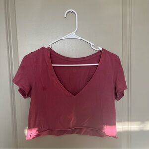 Lululemon Love Mauve Cropped V-Neck T-Shirt Women’s 6